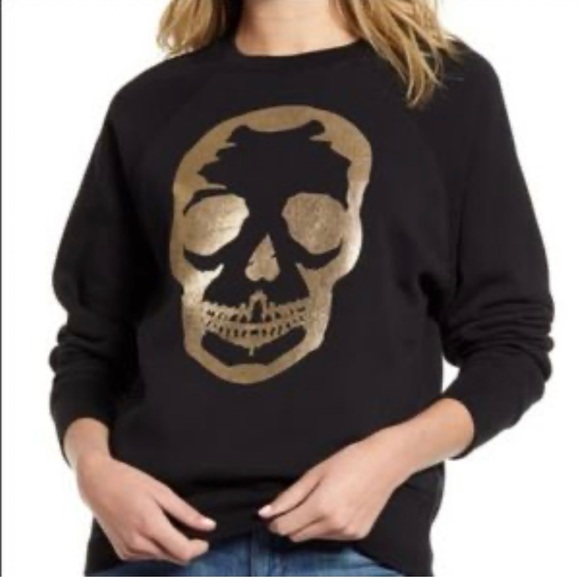Zadig & Voltaire Upper Scull Black Sweatshirt with Gold Skull Sz M pricefirm! - Picture 1 of 8